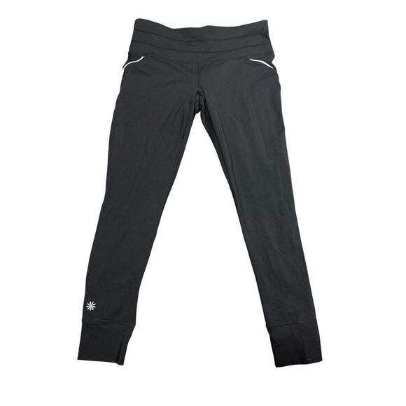 Athleta Black Mesh Panel Leggings Size M - Picture 2 of 6